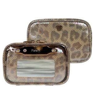 PurseN LITTMINI Lighted Mirror Case in Glimmer Leopard - New